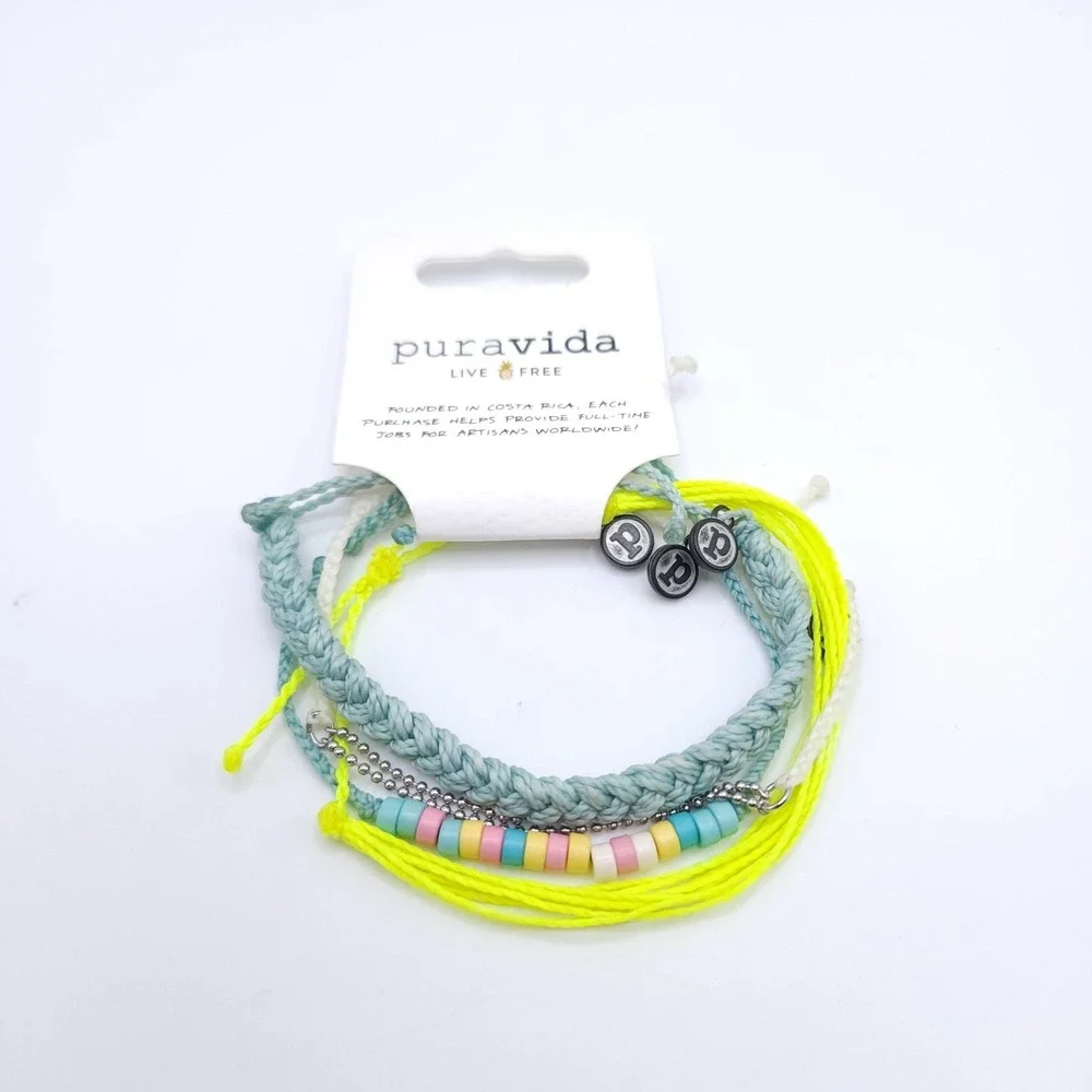 Pura Vida Bracelet Set 4pc Multicolor Beaded‎ Braided Stackable - Picture 3 of 4